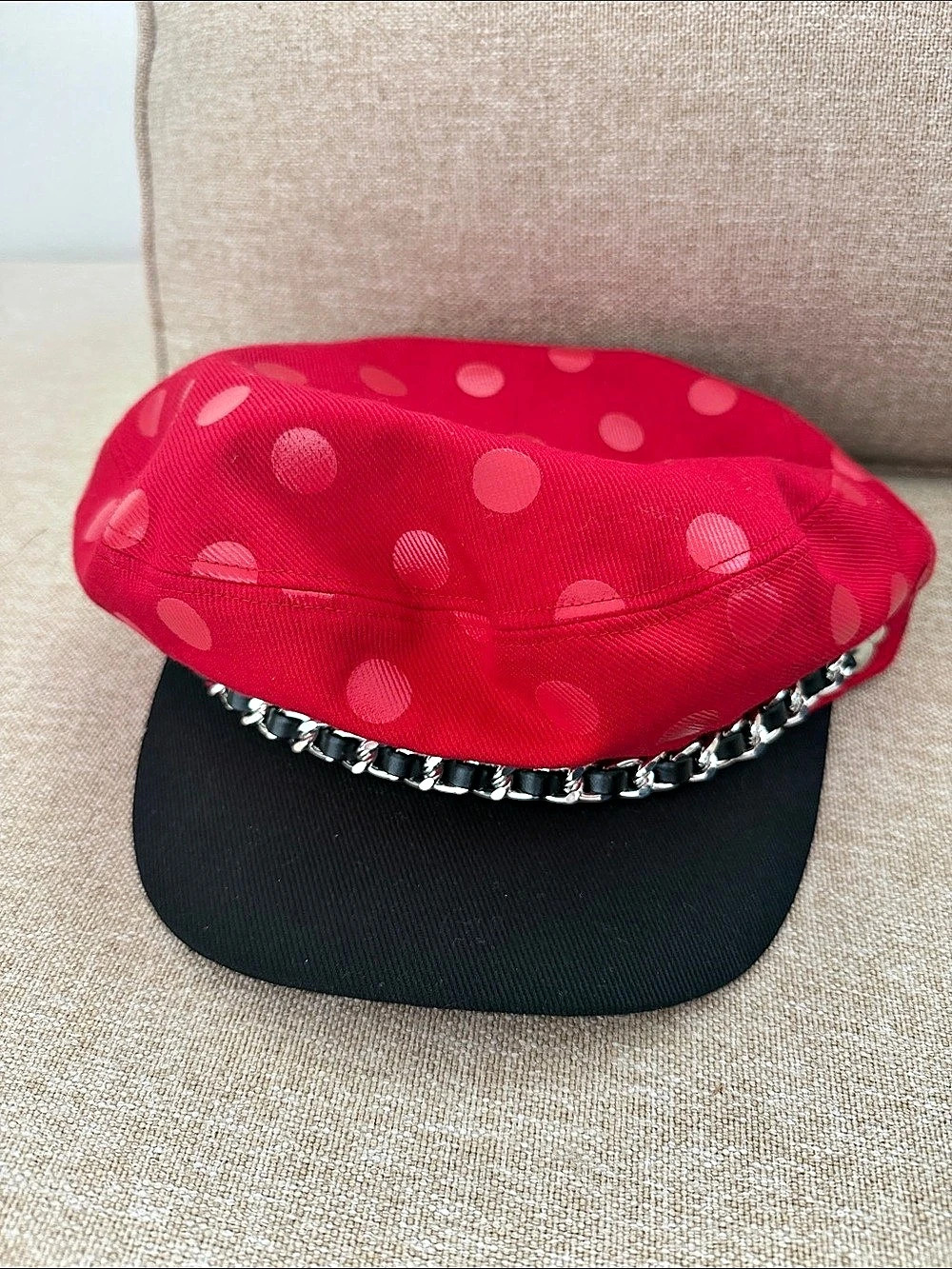 Disney Parks Minnie Mouse Polka Dot Cabbie Newsboy Cap Hat - Youth Size  NWT